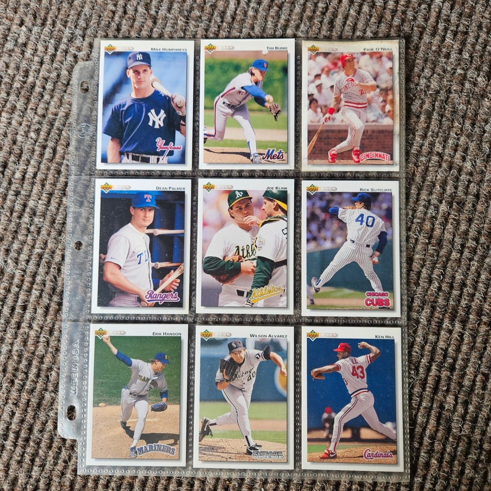 1991 Upper Deck Baseball Card Lot 9 Paul O'Neill Rick Sutcliffe Yankees Cubs MLB